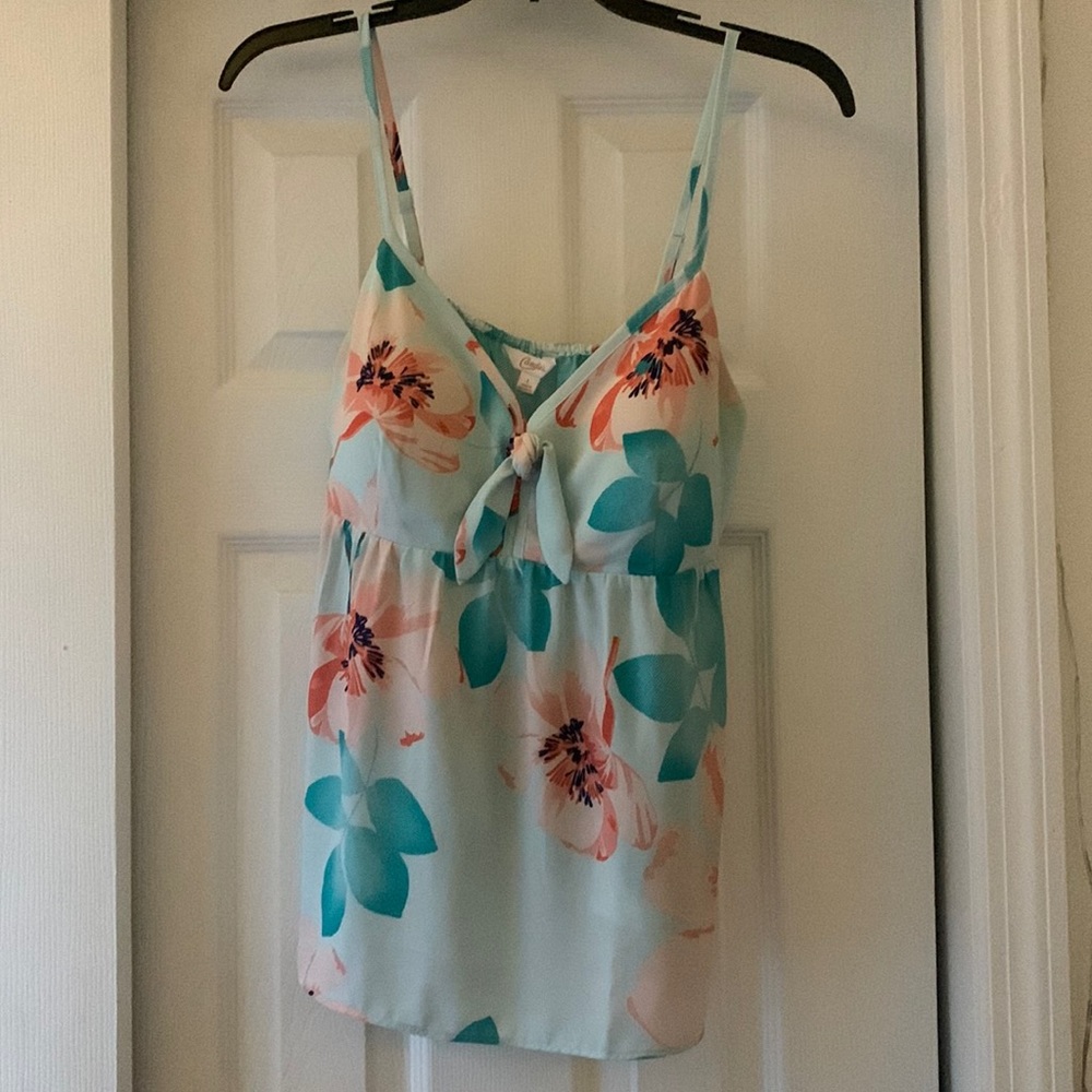 Candies Floral light blue tank top size large in juniors.